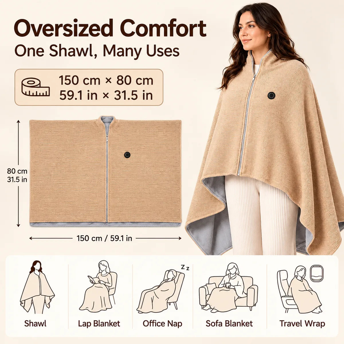USB HEATED WEARABLE SHAWL ⭐🔥