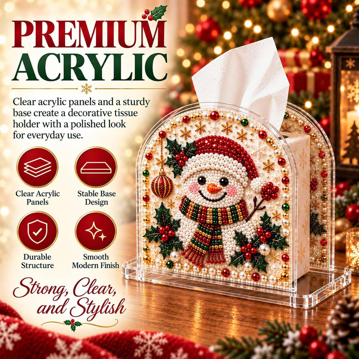 Christmas Diamond Painting Tissue Box Holder for Adults