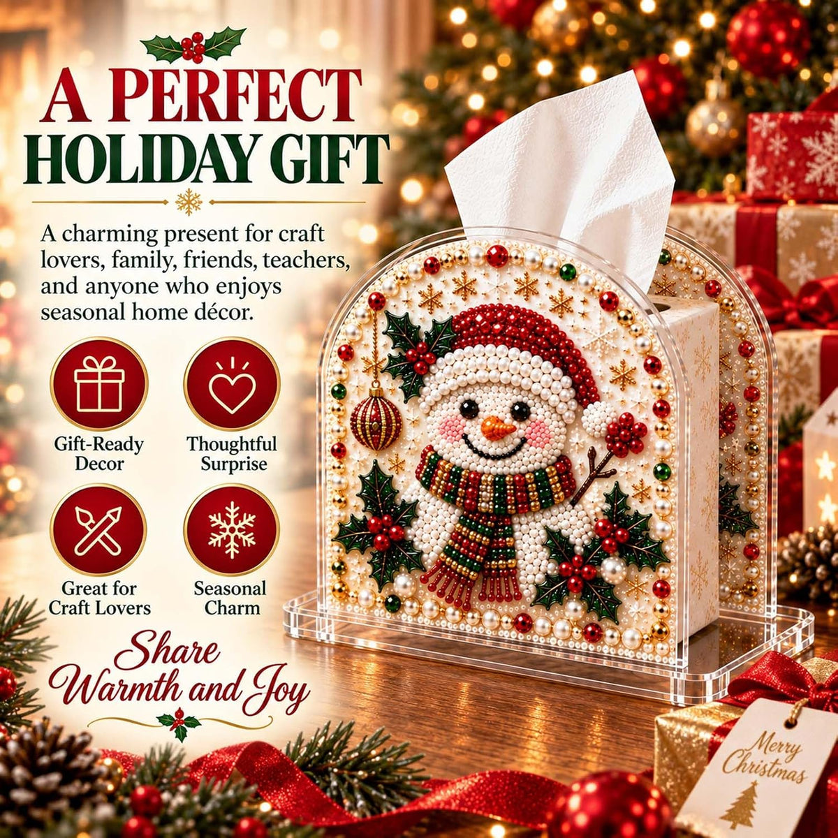 Christmas Diamond Painting Tissue Box Holder for Adults